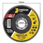 Disco Lixa Flap 115mm Grão 40 Madeira Aço Desbaste | 04 Un